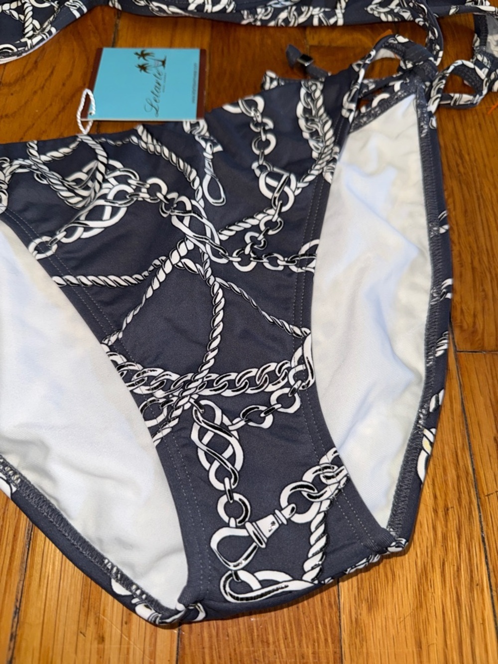 NWT letarte luxe 2 piece bikini swim set M top L bottoms side tie - Picture 2 of 6